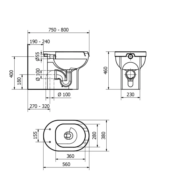 WC ergonomico con apertura frontale e scarico unificato - immagine 2