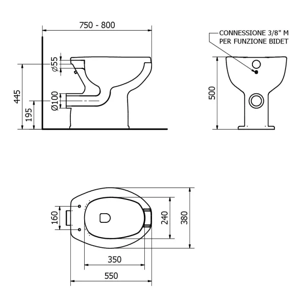WC ergonomico con apertura frontale funzione bidet - immagine 2