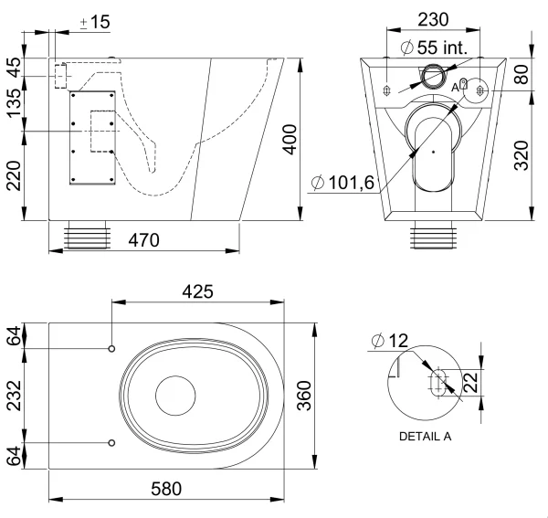 WC a pavimento carenato con scarico unificato - immagine 2