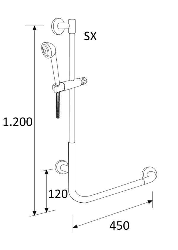 Reversible angular grab bar with sliding rail - Image 3