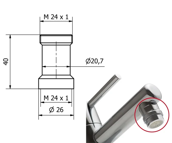 V-45° dispositivo antiscottatura per lavabo - immagine 2