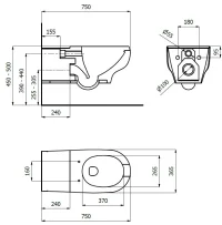 WC sospeso ergonomico con apertura frontale e catino allungato - immagine 2