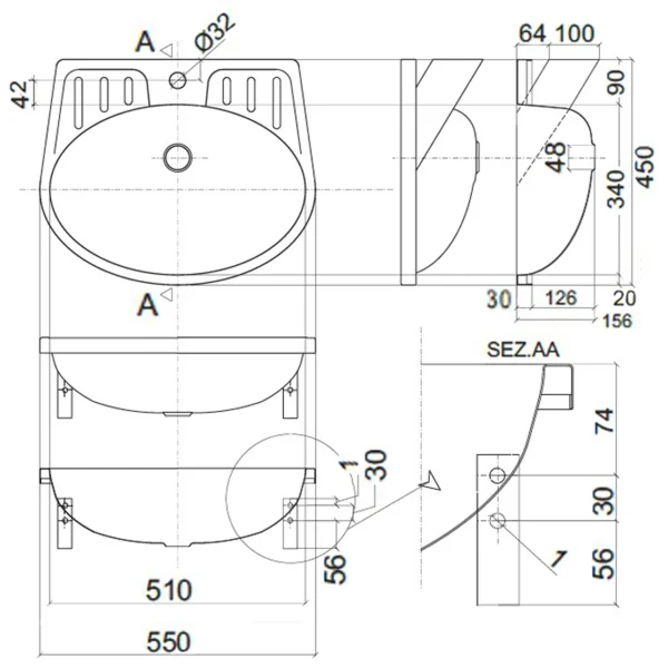 Lavabo a conchiglia con mensole incorporate - immagine 2