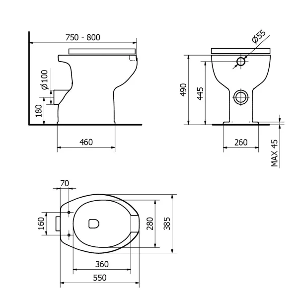 WC ergonomico con apertura frontale e sedile con coperchio - immagine 2
