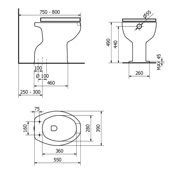 WC ergonomico con apertura frontale completo di sedile e coperchio - immagine 2