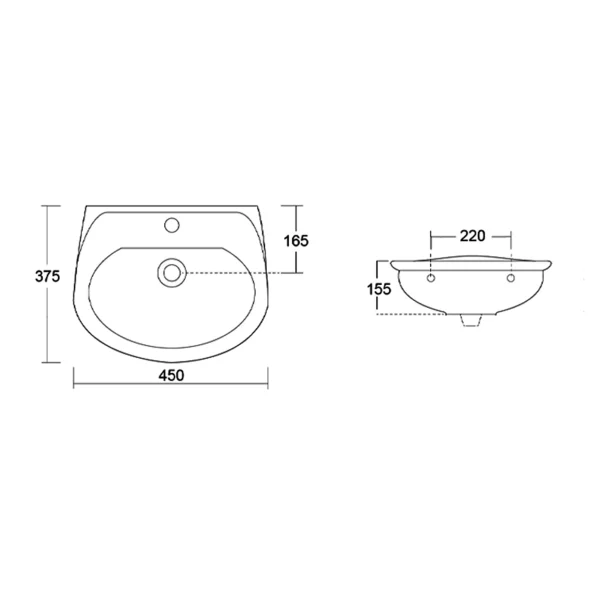 Lavabo sospeso in vitreous china - Basic - immagine 2