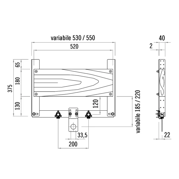 Staffa per fissaggio lavabo in ceramica su cartongesso - immagine 2