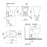 WC chiuso filo parete a scarico unificato - immagine 2