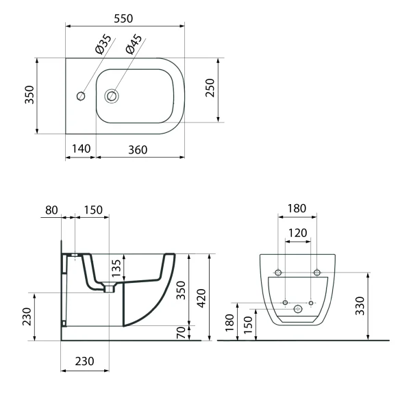 Bidet sospeso in vitreous-china - immagine 2