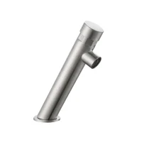 Self closing slim angled tap for washbasin.
