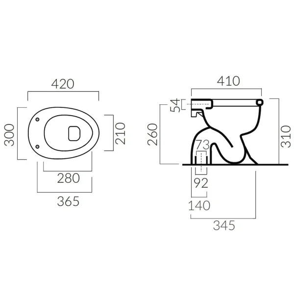 WC in vitreous china with floor drain - Basic. - Image 2