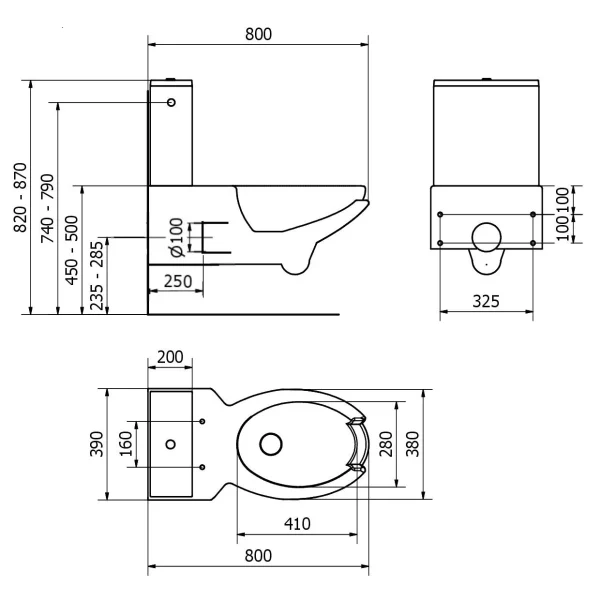 WC monoblocco sospeso con catino allungato - immagine 2